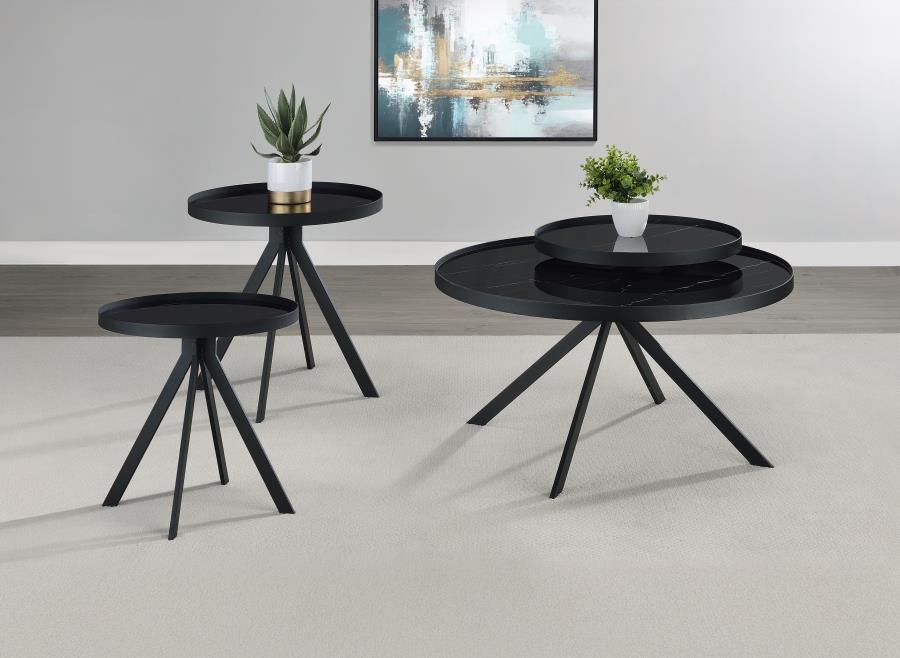 Briggs 3-piece Round Coffee and End Table Set Black-1