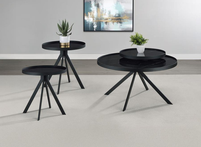 Briggs 3-piece Round Coffee and End Table Set Black-zoom-