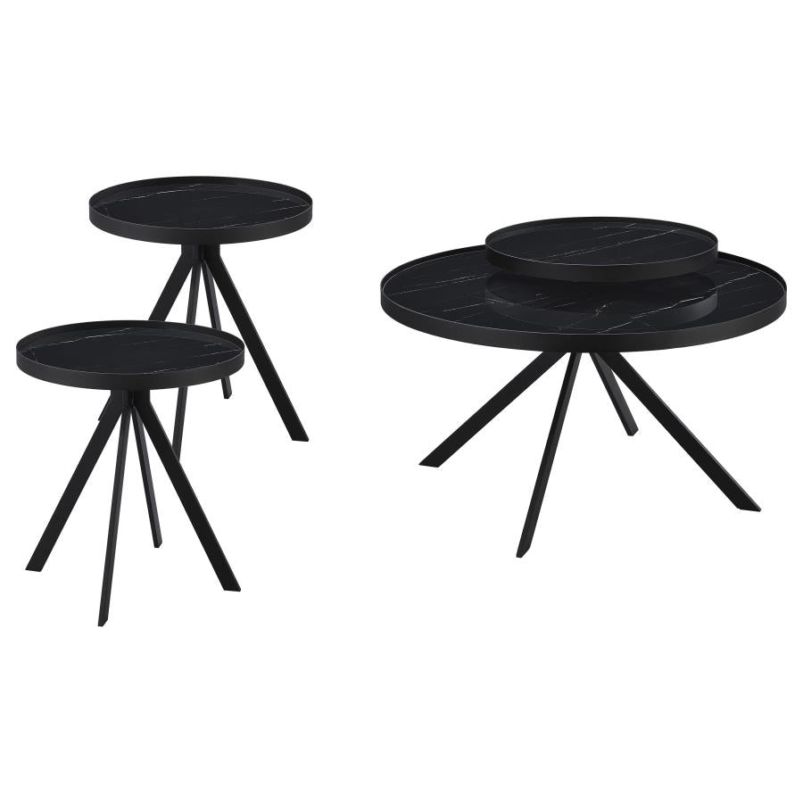 Briggs 3-piece Round Coffee and End Table Set Black-zoom-2