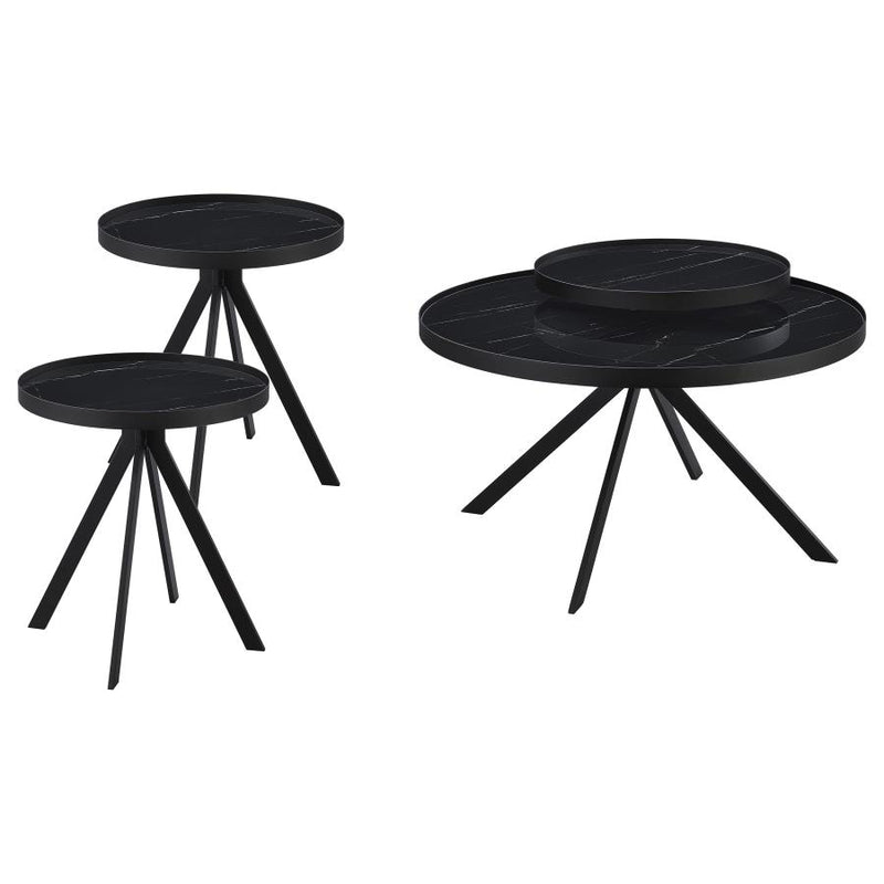 Briggs 3-piece Round Coffee and End Table Set Black-zoom-
