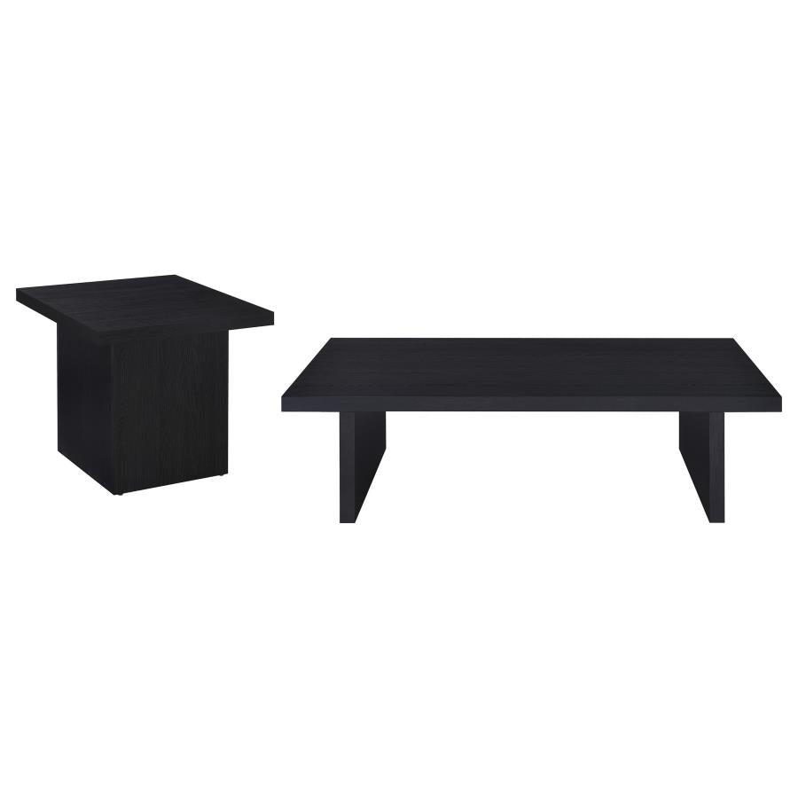 Max 2-piece Rectangular Coffee and End Table Set Black-2