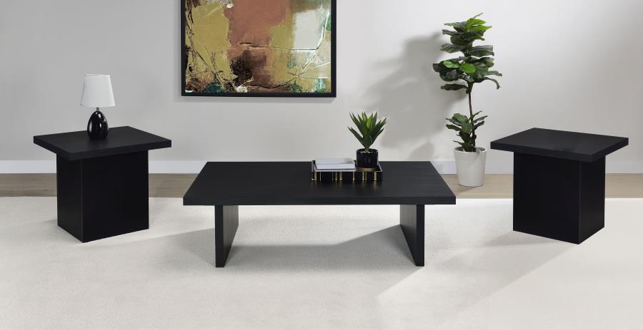 Max 3-piece Rectangular Coffee and End Table Set Black-1