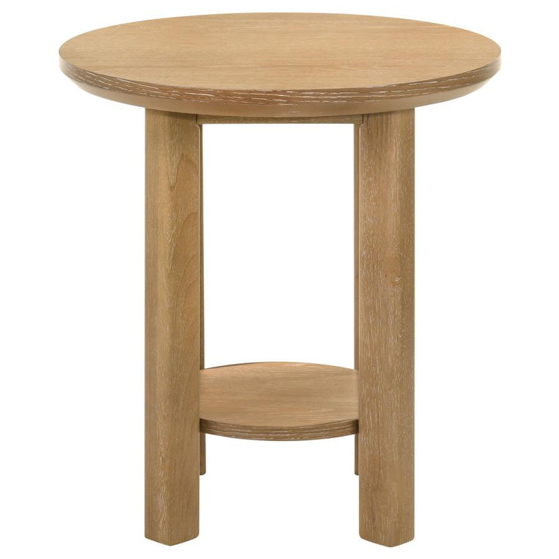 Ottowa 3-piece Round Wood Coffee Table Set Light Oak-zoom-