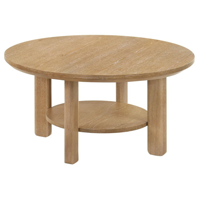 Ottowa 3-piece Round Wood Coffee Table Set Light Oak-zoom-