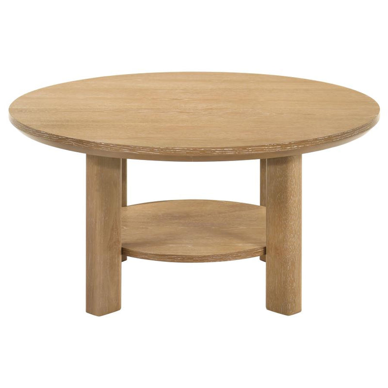 Ottowa 3-piece Round Wood Coffee Table Set Light Oak-zoom-