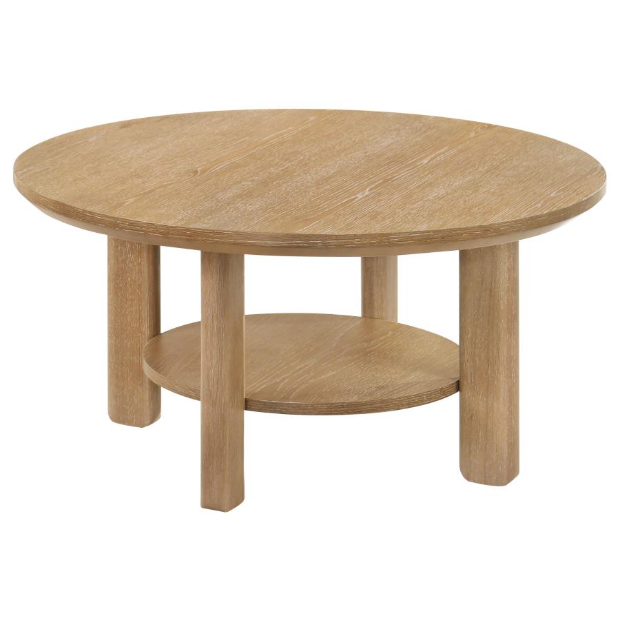 Ottowa 36-inch Round Wood Cocktail Coffee Table Light Oak-1