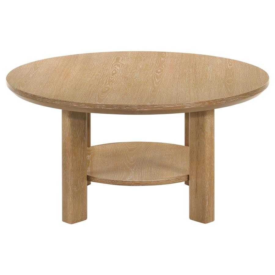 Ottowa 36-inch Round Wood Cocktail Coffee Table Light Oak-5