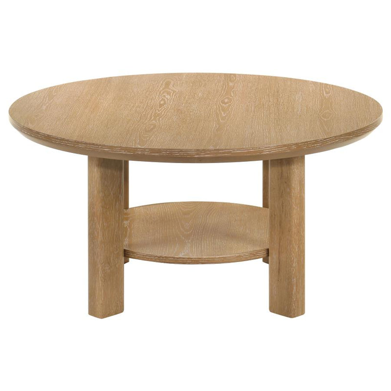 Ottowa 36-inch Round Wood Cocktail Coffee Table Light Oak-zoom-