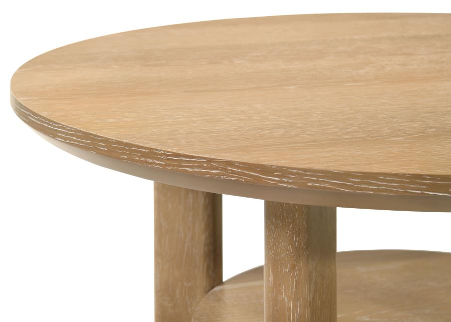 Ottowa 36-inch Round Wood Cocktail Coffee Table Light Oak-7