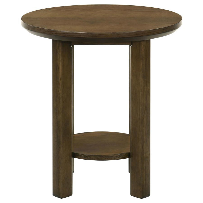 Ottowa 22-Inch Round Wood Side End Table with Shelf Brown-zoom-