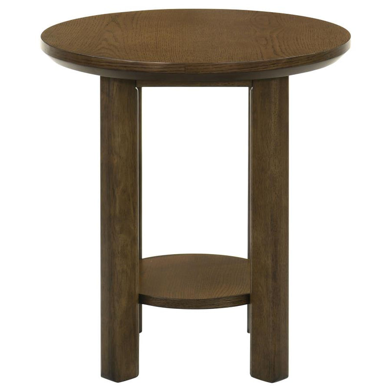 Ottowa 22-Inch Round Wood Side End Table with Shelf Brown-zoom-