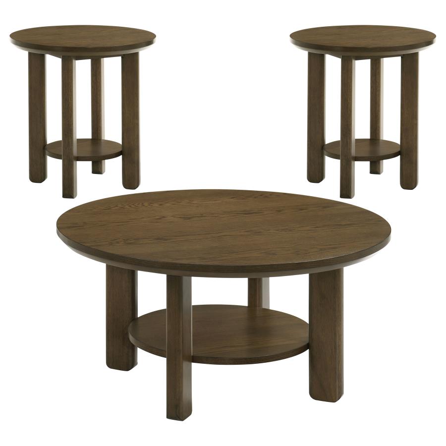 Ottowa 3-piece Round Wood Coffee Table Set Brown-zoom-2