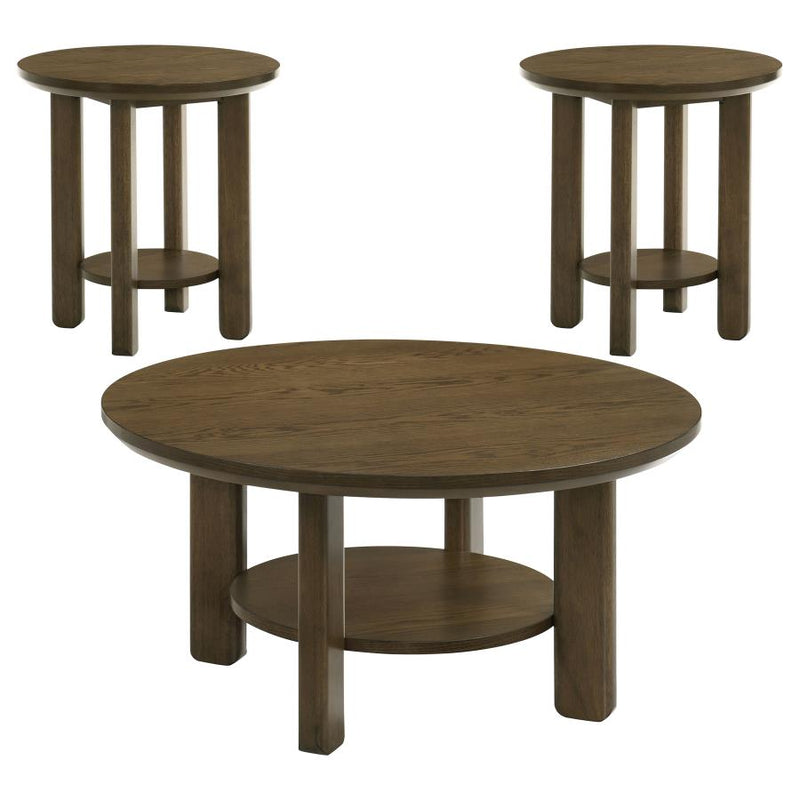 Ottowa 3-piece Round Wood Coffee Table Set Brown-zoom-