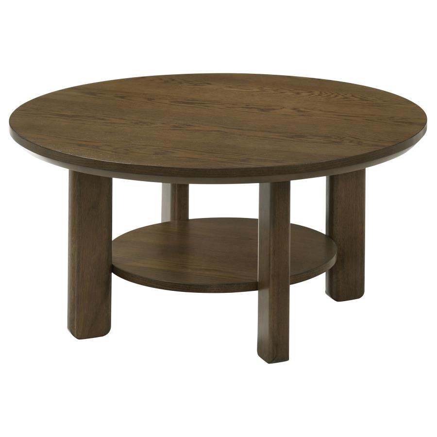Ottowa 35-inch Round Wood Cocktail Coffee Table Brown-4