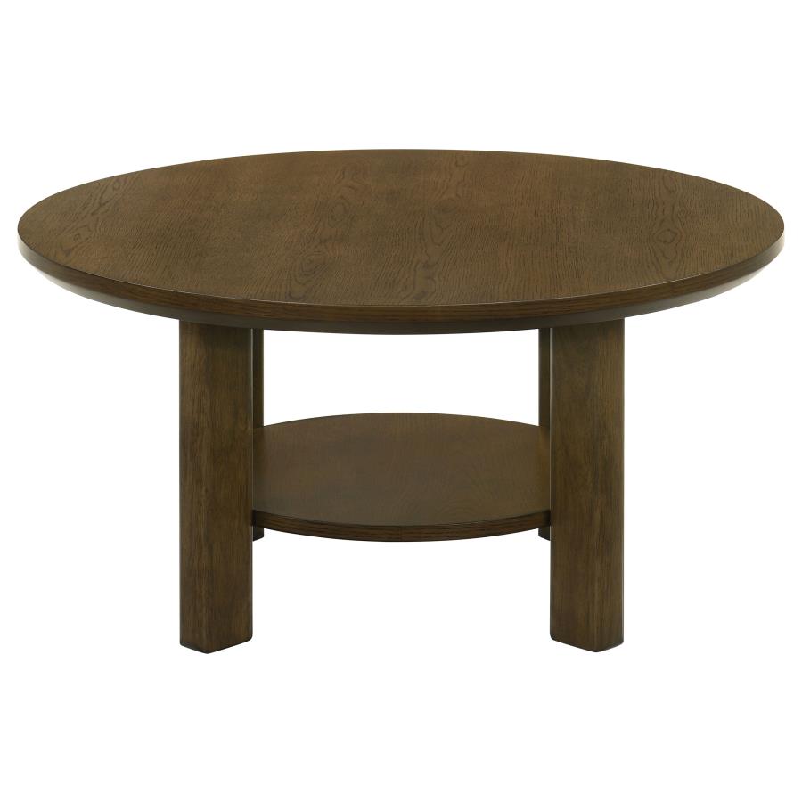 Ottowa 35-inch Round Wood Cocktail Coffee Table Brown-zoom-5