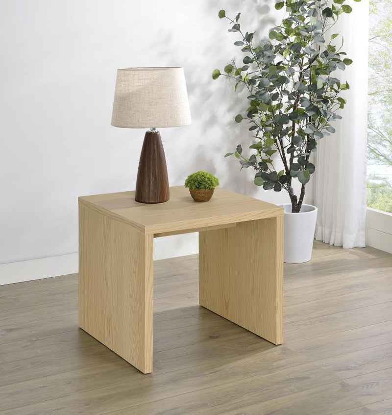 Canoga Engineered Wood Accent Side End Table Light Oak-zoom-