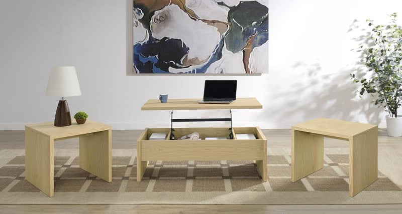 Canoga 3-piece Lift Top Cocktail Coffee Table Set Light Oak-zoom-