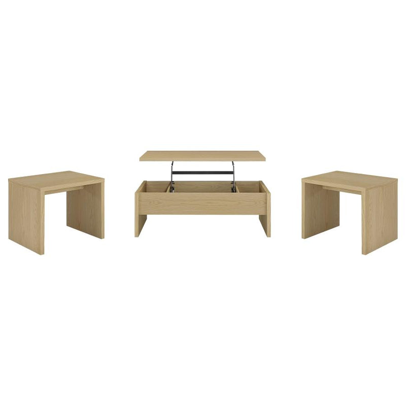 Canoga 3-piece Lift Top Cocktail Coffee Table Set Light Oak-zoom-