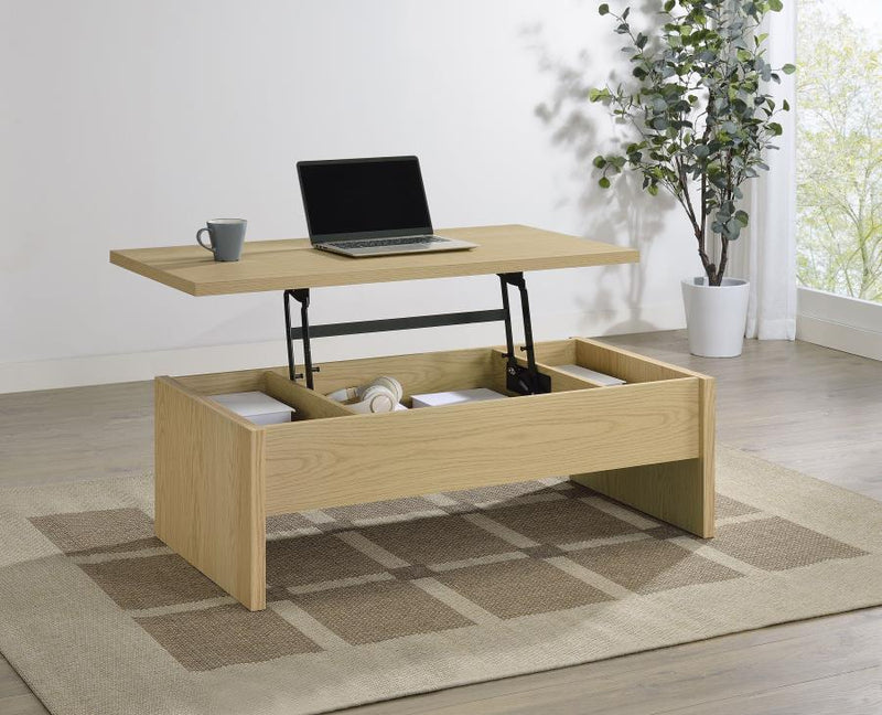 Canoga Engineered Wood Lift Top Coffee Table Light Oak-zoom-