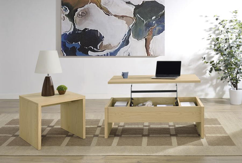 Canoga Engineered Wood Lift Top Coffee Table Light Oak-zoom-