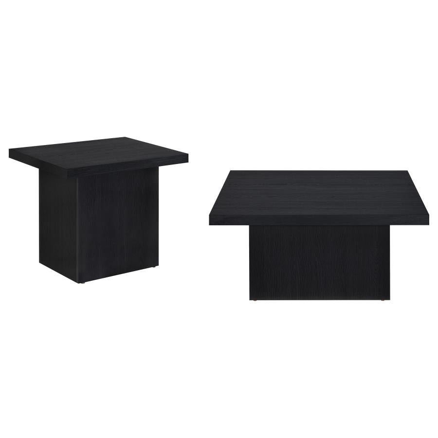 Devar 2-piece Square Cocktail Coffee End Table Set Black-2