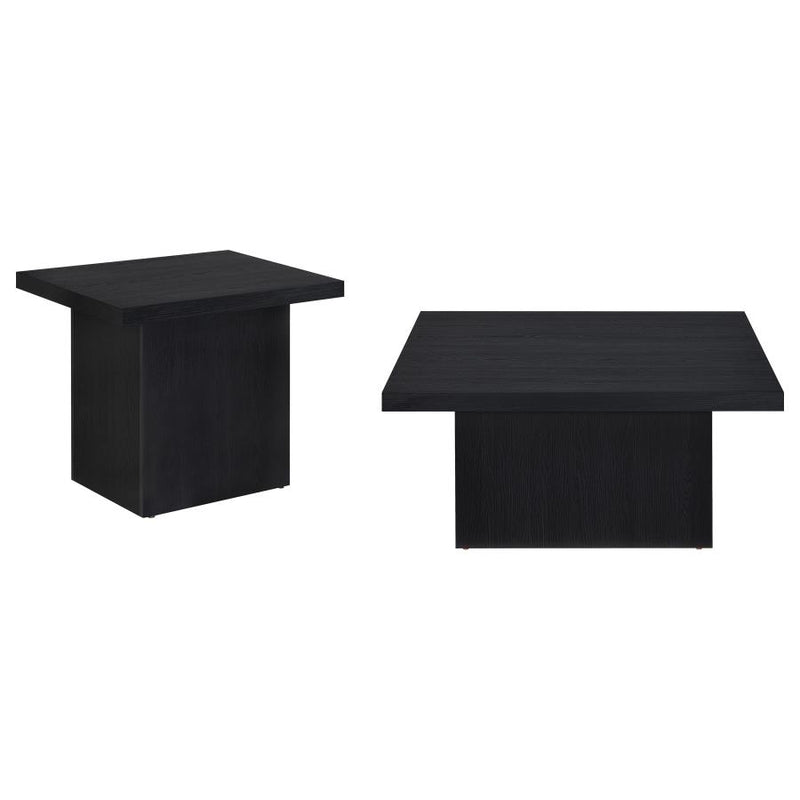 Devar 2-piece Square Cocktail Coffee End Table Set Black-zoom-