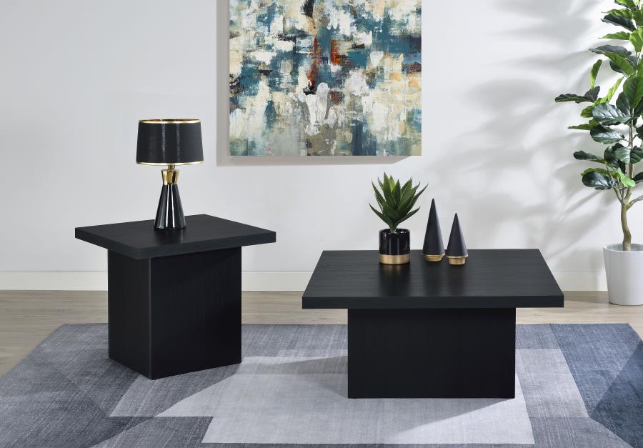 Devar 2-piece Square Cocktail Coffee End Table Set Black-zoom-1