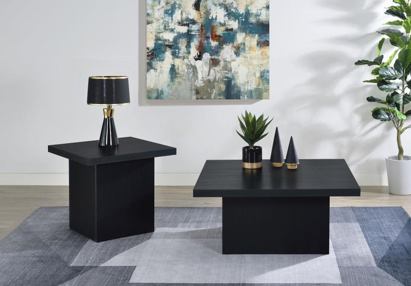 Devar 2-piece Square Cocktail Coffee End Table Set Black-zoom-