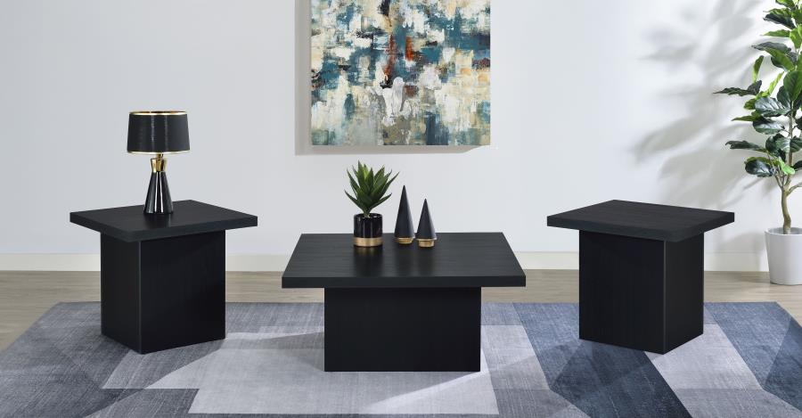Devar 3-piece Square Cocktail Coffee End Table Set Black-zoom-1