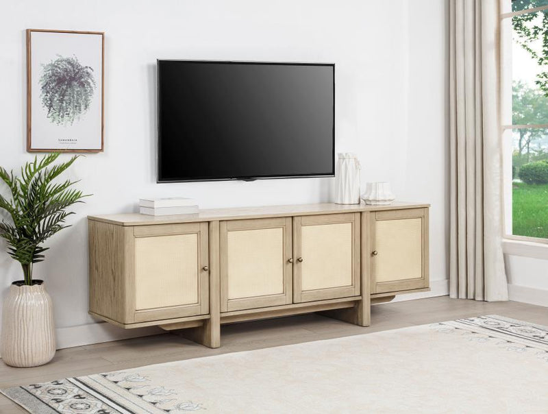 Kailani 79-inch 4-door Cane TV Stand Media Console Beige Oak-zoom-
