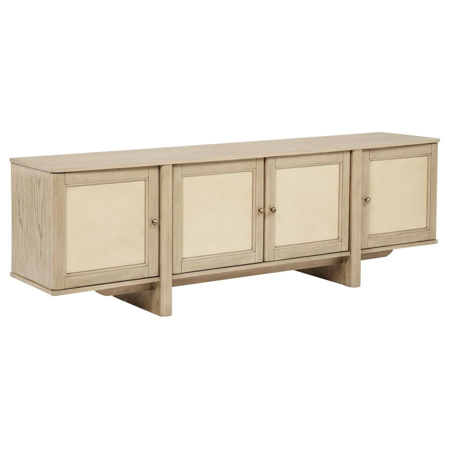 Kailani 79-inch 4-door Cane TV Stand Media Console Beige Oak-zoom-1