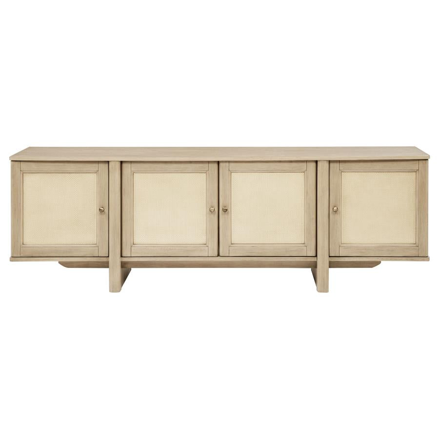 Kailani 79-inch 4-door Cane TV Stand Media Console Beige Oak-3