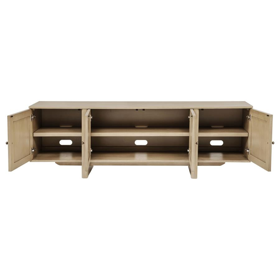 Kailani 79-inch 4-door Cane TV Stand Media Console Beige Oak-4