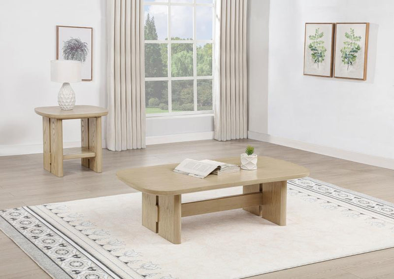 Kailani 2-piece Coastal Coffee and End Table Set Beige Oak-zoom-