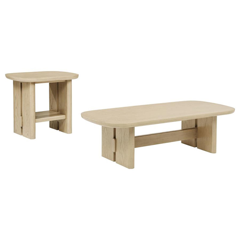 Kailani 2-piece Coastal Coffee and End Table Set Beige Oak-zoom-