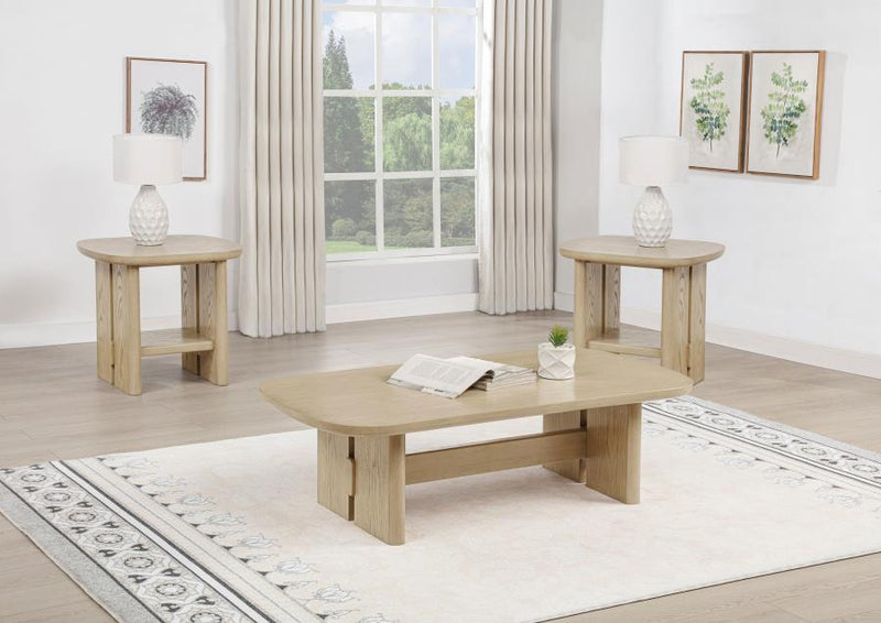 Kailani 3-piece Coastal Coffee and End Table Set Beige Oak-zoom-