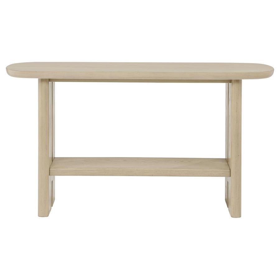Kailani Coastal Sofa Console Table with Shelf Beige Oak-zoom-3
