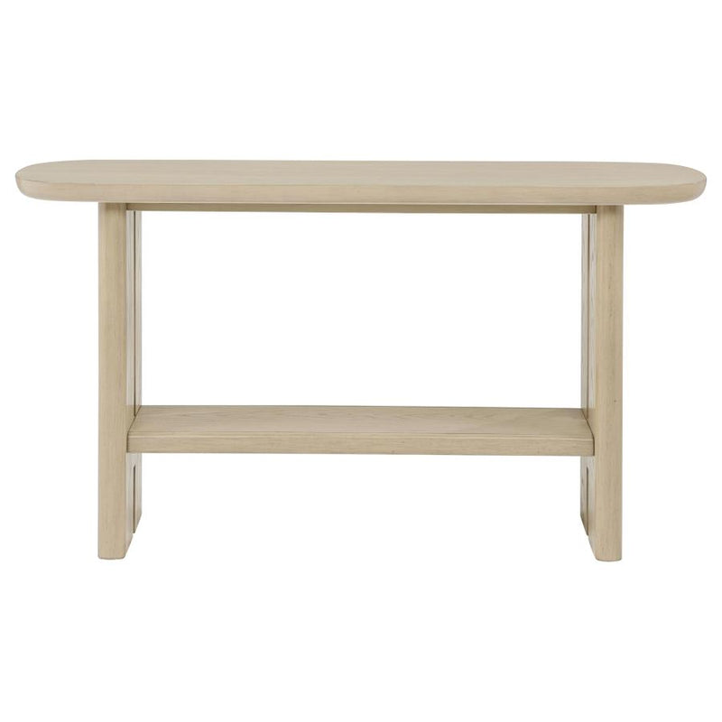 Kailani Coastal Sofa Console Table with Shelf Beige Oak-zoom-
