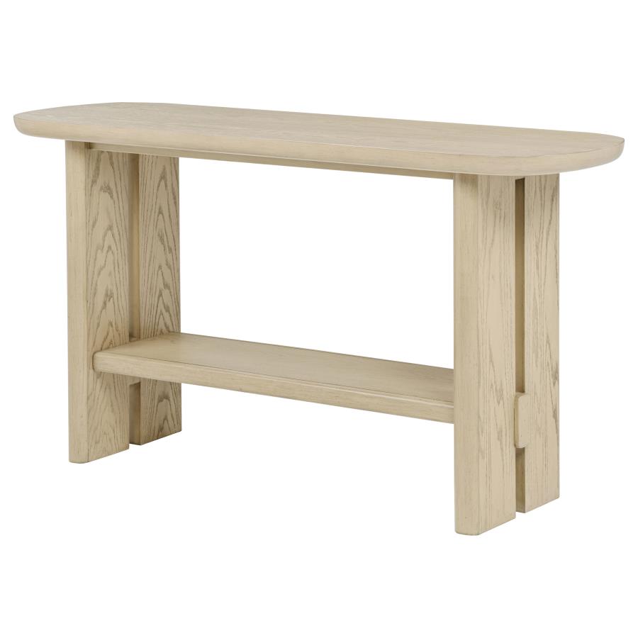 Kailani Coastal Sofa Console Table with Shelf Beige Oak-4