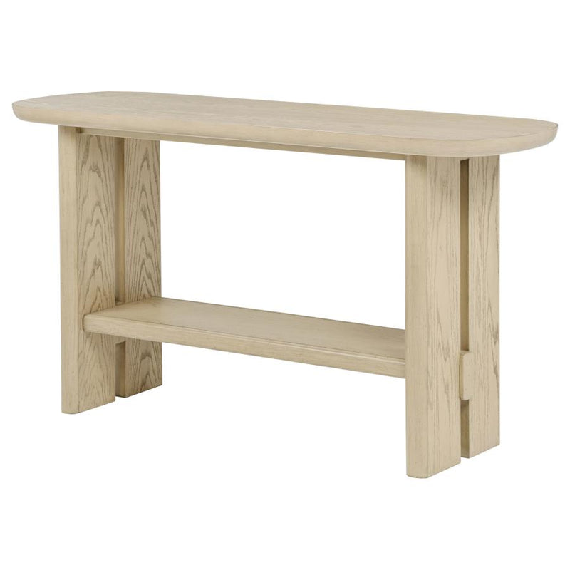 Kailani Coastal Sofa Console Table with Shelf Beige Oak-zoom-