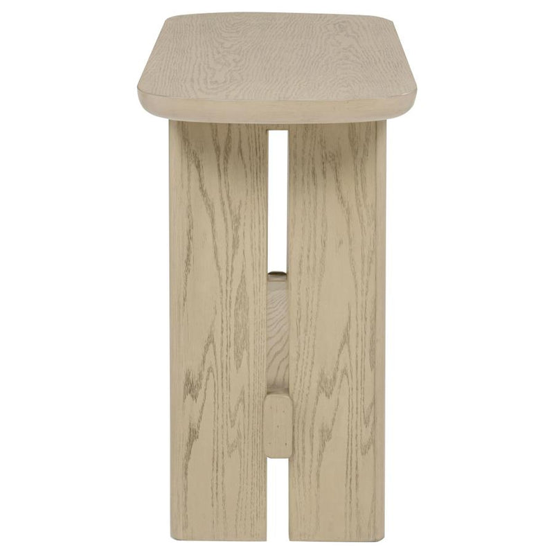Kailani Coastal Sofa Console Table with Shelf Beige Oak-zoom-