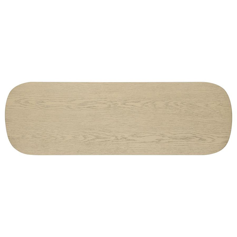 Kailani Coastal Sofa Console Table with Shelf Beige Oak-zoom-