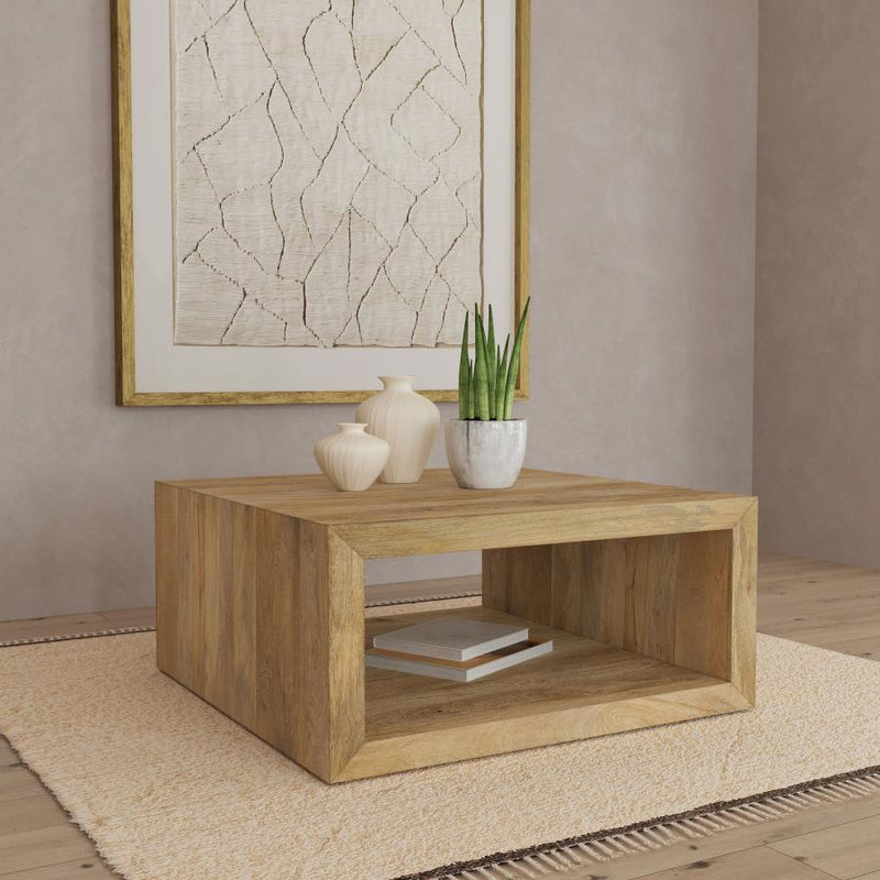 Benton Square Solid Mango Wood Coffee Table Natural-zoom-