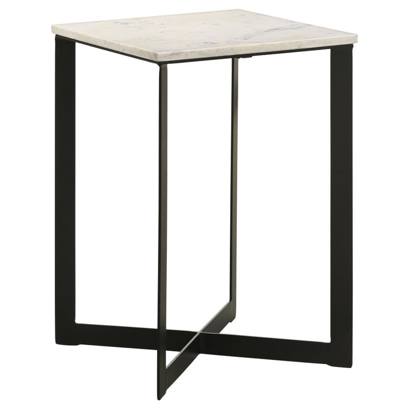 Tobin Square Marble Top End Table White and Black-zoom-