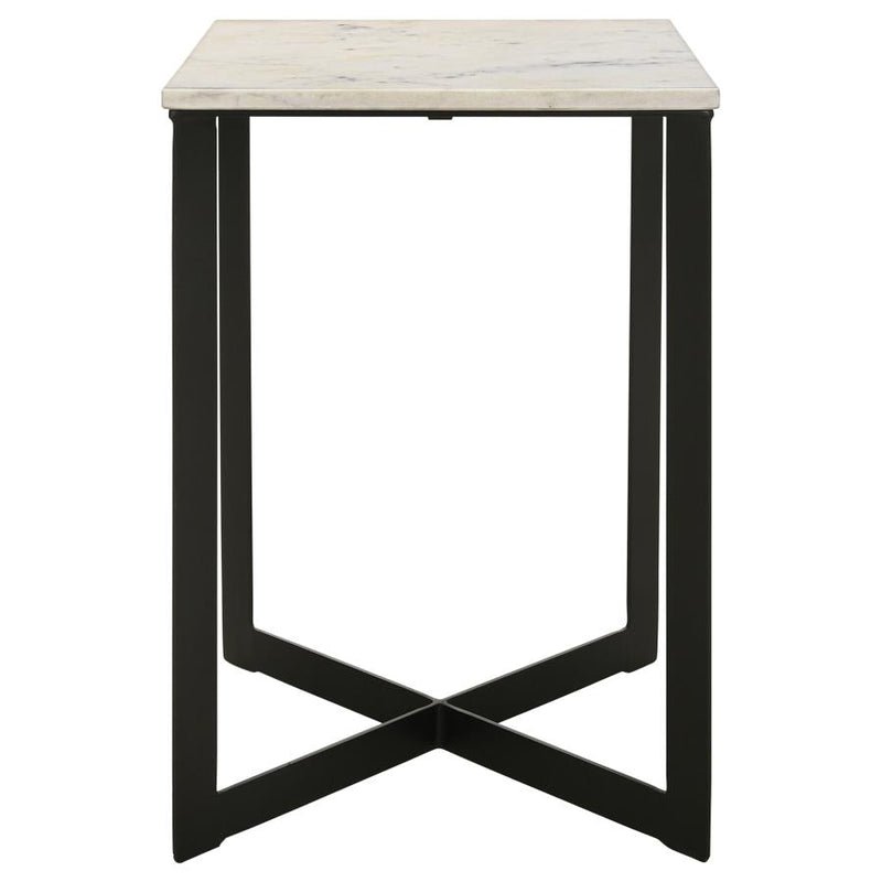 Tobin Square Marble Top End Table White and Black-zoom-