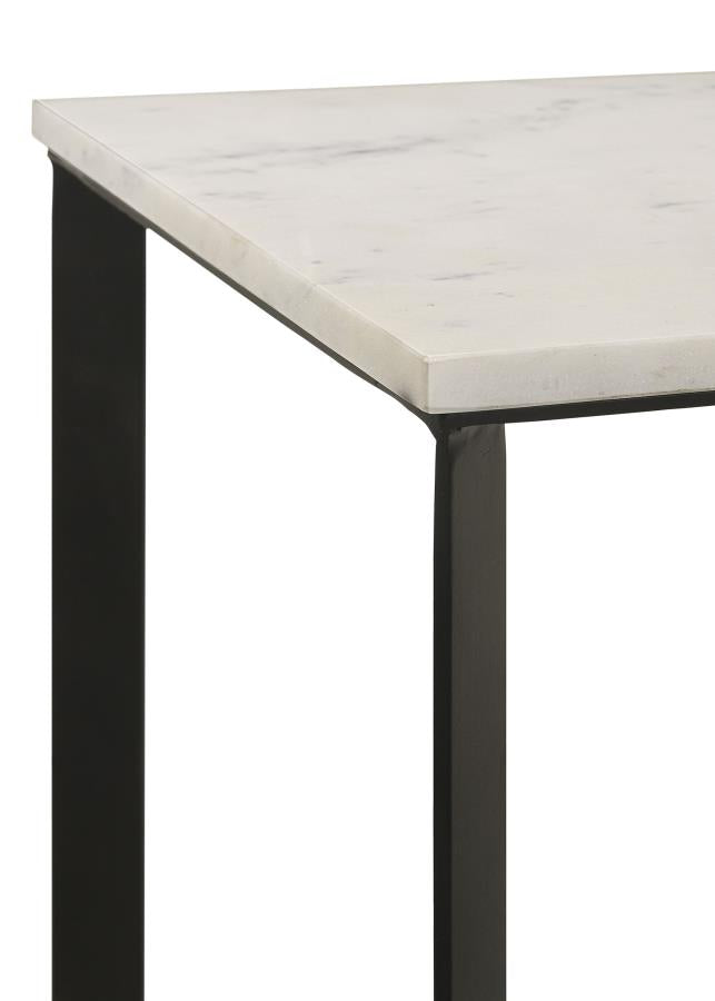 Tobin Square Marble Top End Table White and Black-zoom-5