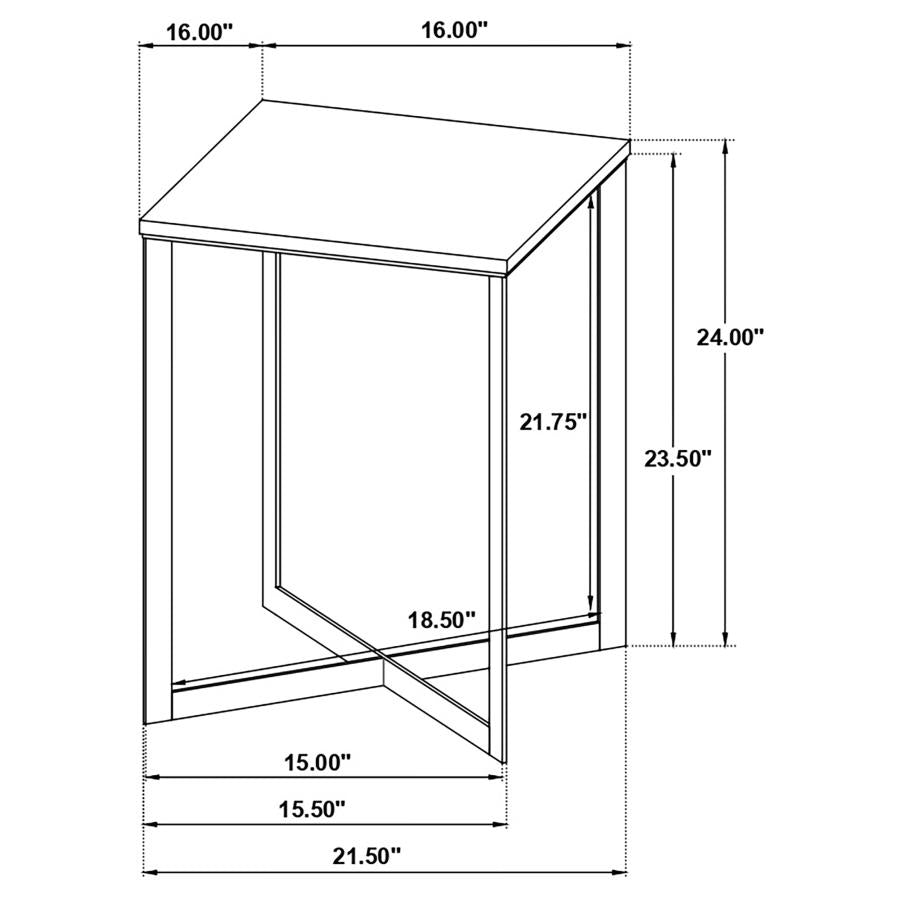 Tobin Square Marble Top End Table White and Black-7