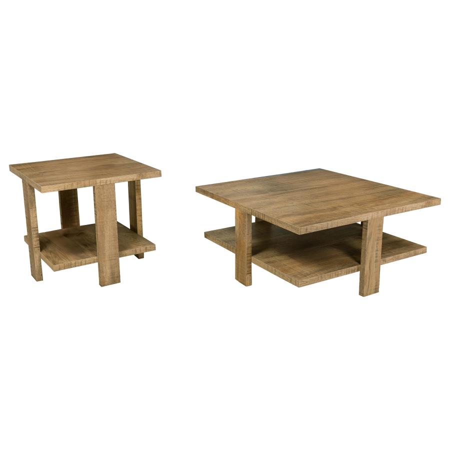 Dawn 2-piece Round Coffee and End Table Set Mango Brown-2