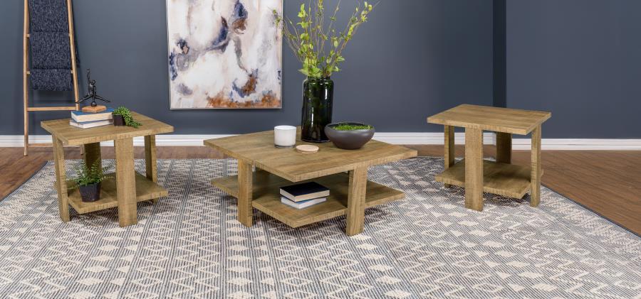 Dawn 3-piece Round Coffee and End Table Set Mango Brown-1