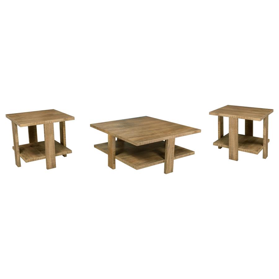 Dawn 3-piece Round Coffee and End Table Set Mango Brown-2